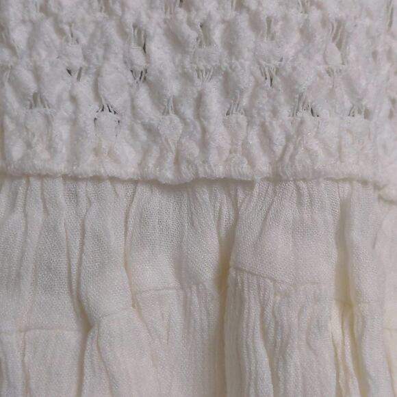 Free People Adella Cami Crochet Lace Flowy Tiered Crisscross White XS New - Picture 3 of 11